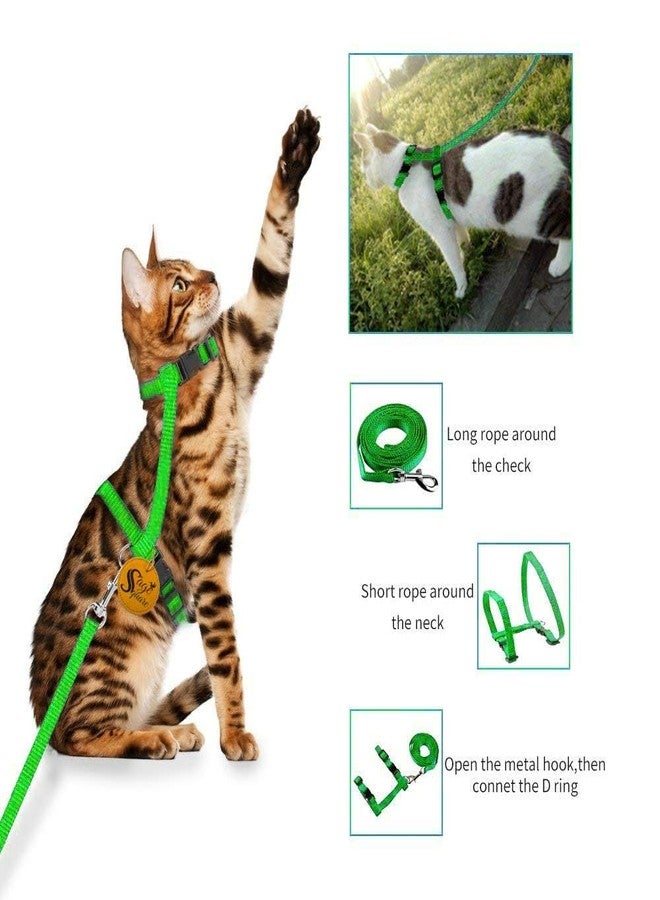Sage Square Cat Harness & Leash for Walking, Escape Proof, Durable & Adjustable Harness with Leash Rope Set for Cat (Green) - Image 4